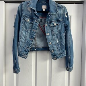 Guess distressed cropped jean jacket